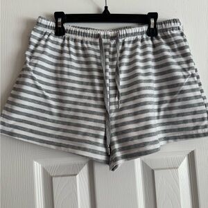 Gray and White Striped Shorts